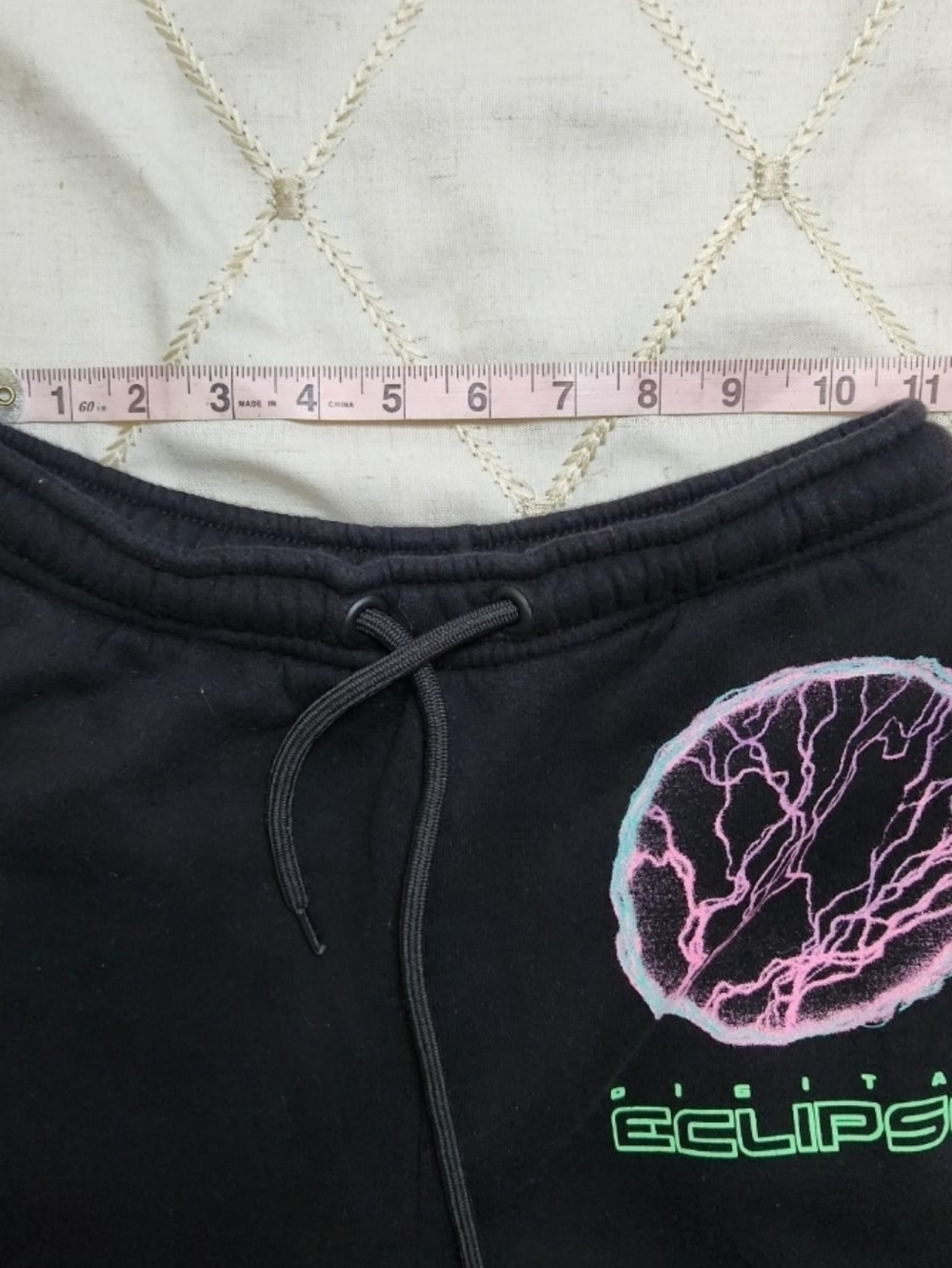 Bershka Black Oversized Joggers Futuristic Tech Graphic XS EUC - Picture 4 of 11